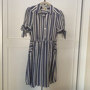 Adorable Muted Navy and White Striped Dress